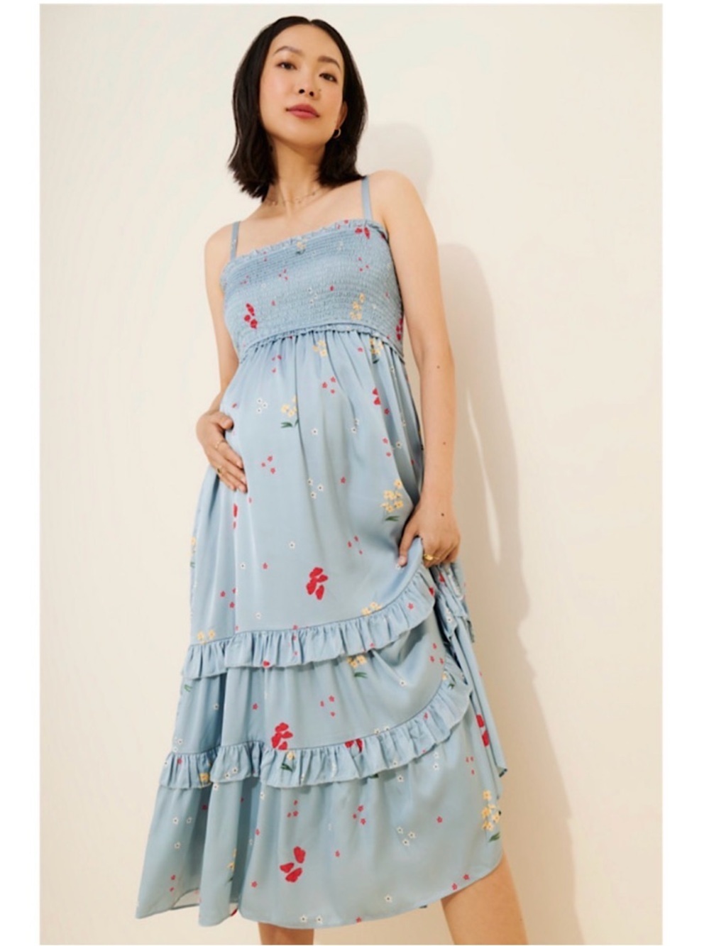 Hatch Dani Floral Maternity Pregnancy Midi Dress